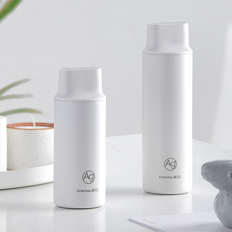 茶花不锈钢保温杯男女户外旅行水杯便携防滑学生茶杯时尚茶杯外带 430ml 白色