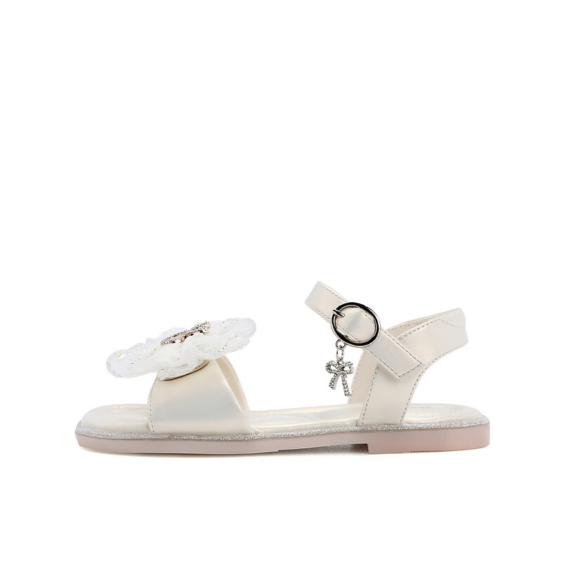 百丽人鱼姬凉鞋童鞋2023夏季新商场同款蝴蝶结凉鞋23570B63 米色 30