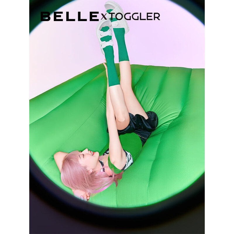 百丽xTOGGLER联名小香风凉拖女2023夏季新款钻饰一字拖3VAB6BT3 米色 36