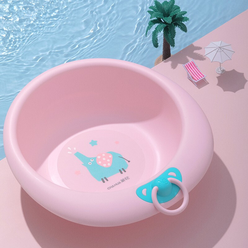 茶花欧铂兹抗菌加厚卡通脸盆塑料脚盆洗PP婴儿童大小脸盆 黄色