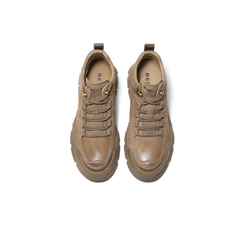 百丽休闲靴男2023冬季新徒步沙漠靴登山鞋户外工装靴加绒A1257DD3预售 啡色-单里 38