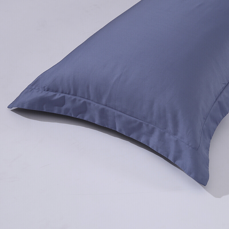 富安娜家纺 枕套纯棉60S长绒棉简约纯色枕头套 全棉高支高密枕巾 一对装 罗马情怀 蓝色74*48cm