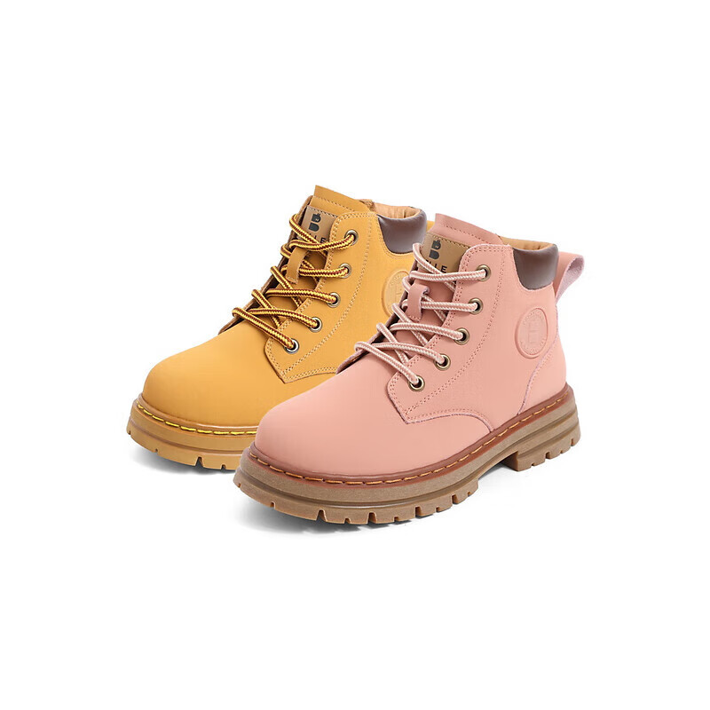 百丽复古马丁靴童鞋女商场同款户外休闲工装靴G2360D92 棕色-单里 30