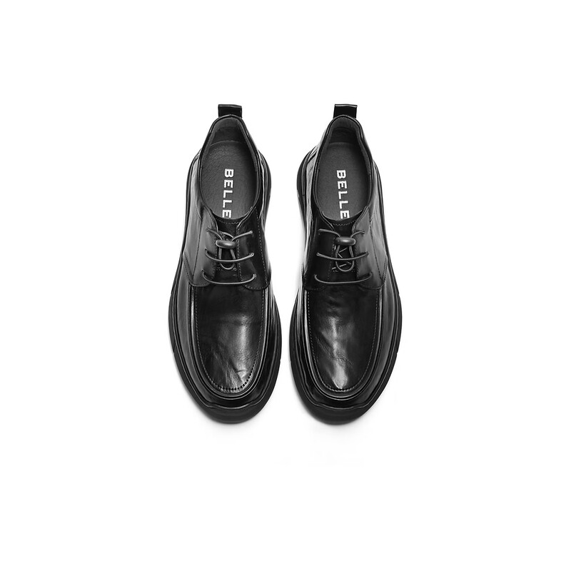 百丽时尚休闲靴男2023冬季新款商场同款牛皮革低靴商务皮鞋8CG01DD3 黑色 38