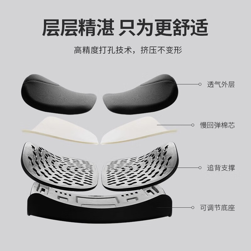 佳奥人体工学靠垫办公室护腰靠背垫护腰椅子腰托靠垫久坐腰垫座椅腰靠 升级款粉-四向调节