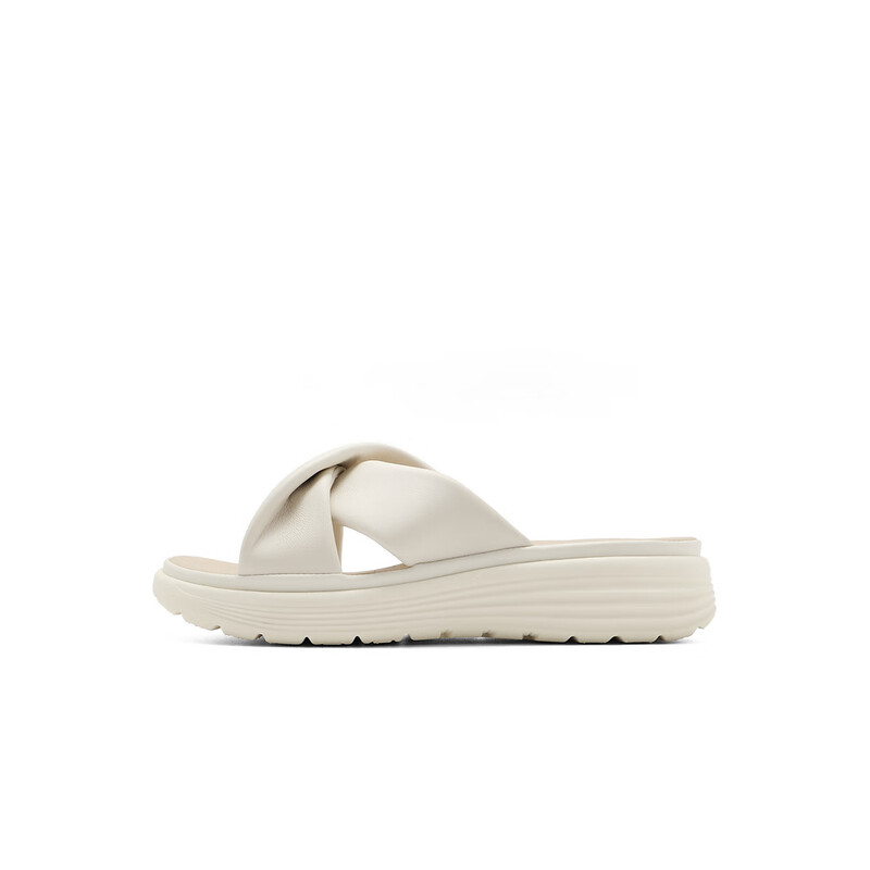 百丽交叉带休闲拖鞋女2023夏季新商场同款舒适凉拖Z9M1DBT3 米白 35