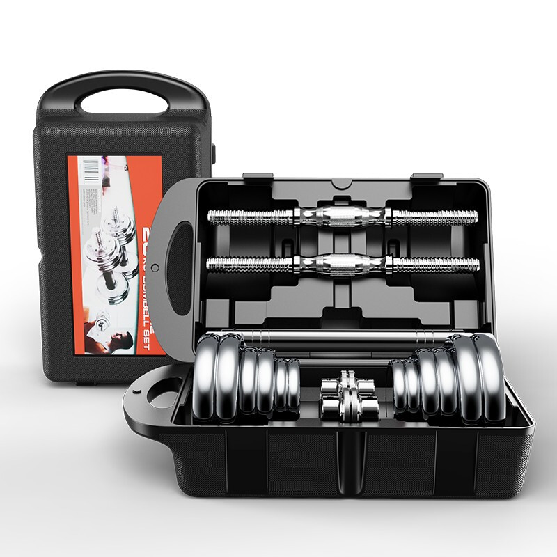 捷瑞特JOROTO精钢纯钢哑铃杠铃套装运动健身器材可调节长度重量J-KZH20