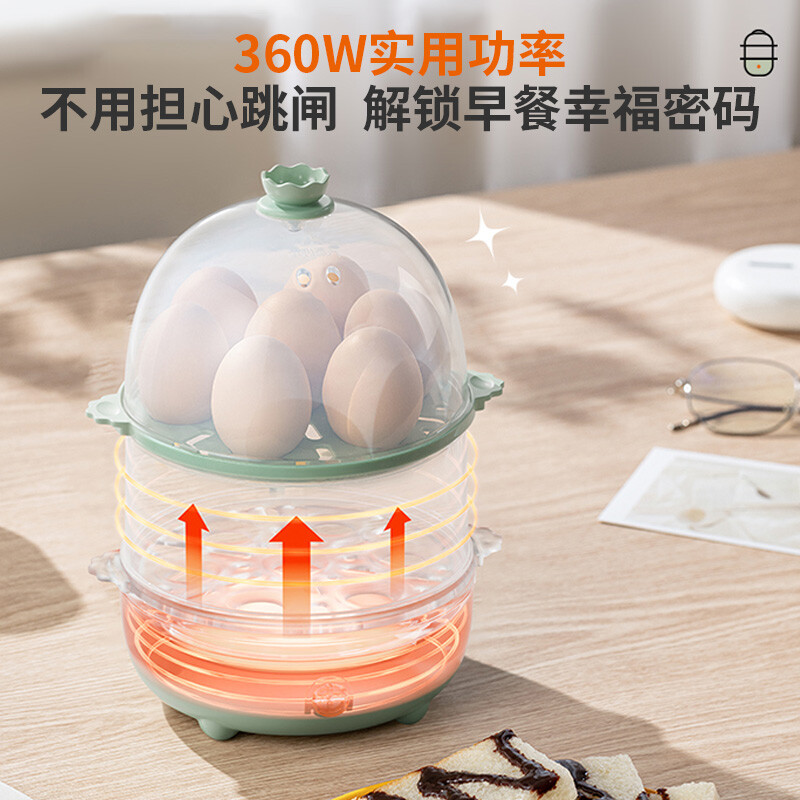 九阳（Joyoung）煮蛋器多功能智能蒸蛋器 自动断电14个蛋量 ZD14-GE140（飞泉绿）