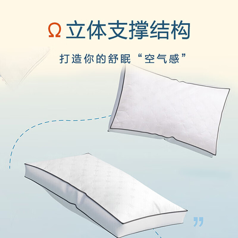 富安娜家纺枕芯 酒店枕头纤维软枕 60S长绒棉全棉A类面料抗菌可水洗枕 70*45cm一个装