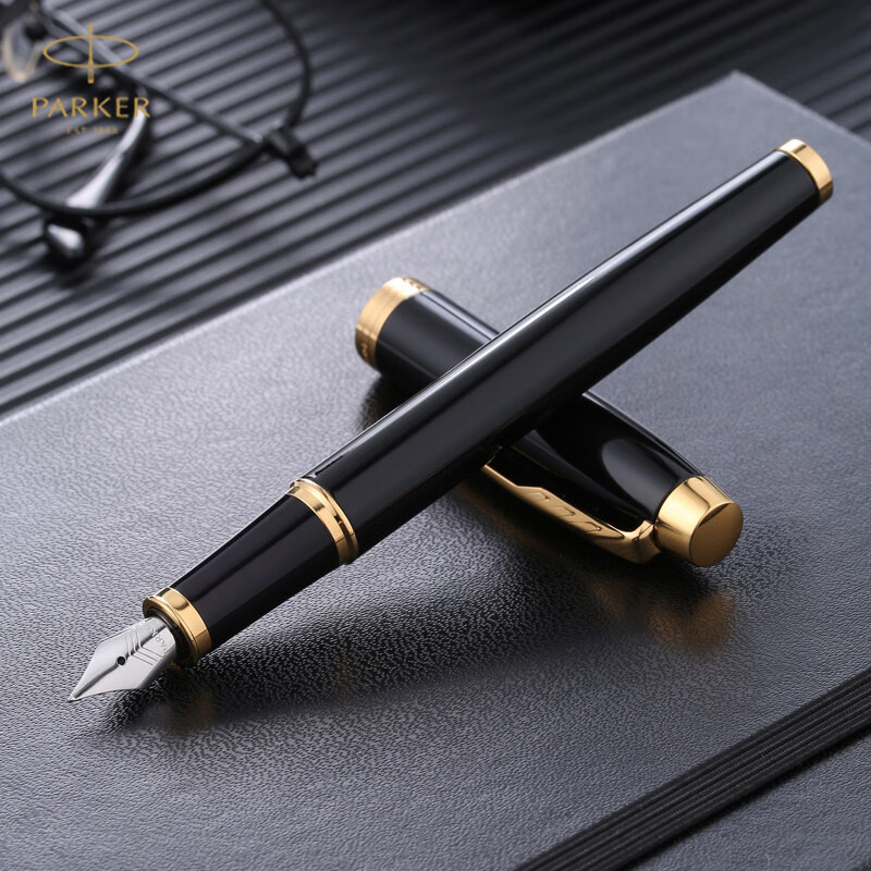 派克（PARKER）钢笔 签字笔 商务送礼 男女生日礼物 学生练字 IM系列丽雅黑金夹墨水笔