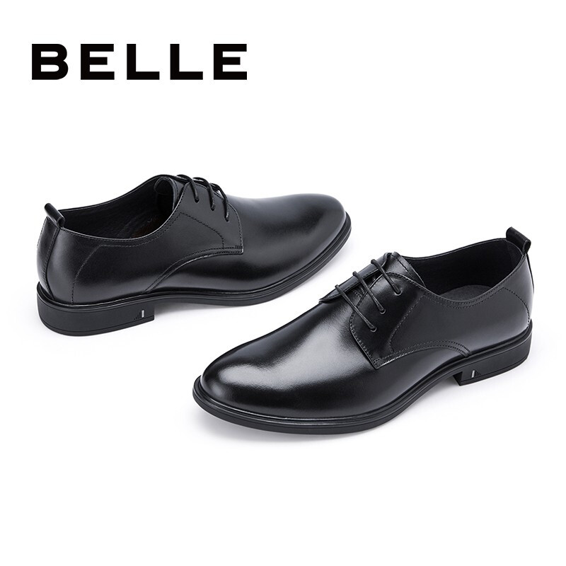 百丽正装鞋男商场同款商务婚鞋皮鞋6VD01AM0 黑色 42