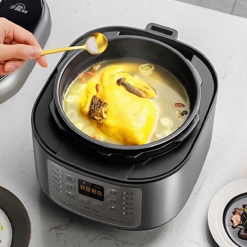 美的（Midea） 少盐提鲜压力锅电压力锅高压力锅不锈钢/不粘内胆智能调压一锅双胆WiFi互联 线下同款 MY-C543G（5L不锈钢+不粘内胆)