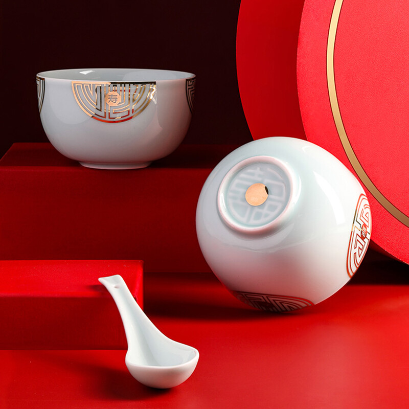 清朴堂禧福世家筷子碗碟套装商务礼品送客户乔迁交付伴手礼可印logo定制家用轻奢现代乔迁中式高档礼品盒 鸡翅木筷6双+隐青碗6只+勺6只+碟6只