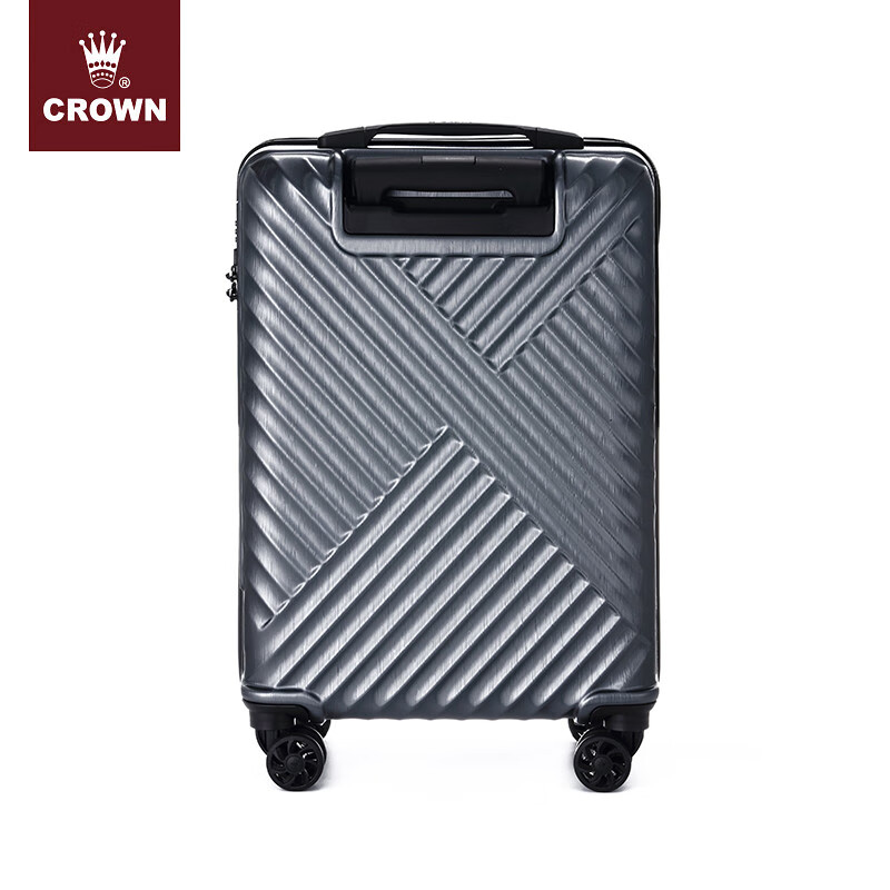 皇冠拉杆箱 拉丝纹理 可扩充层 电脑隔层登机箱密码行李箱C-F2010新 2010H银灰 拉链 24英寸 需托运