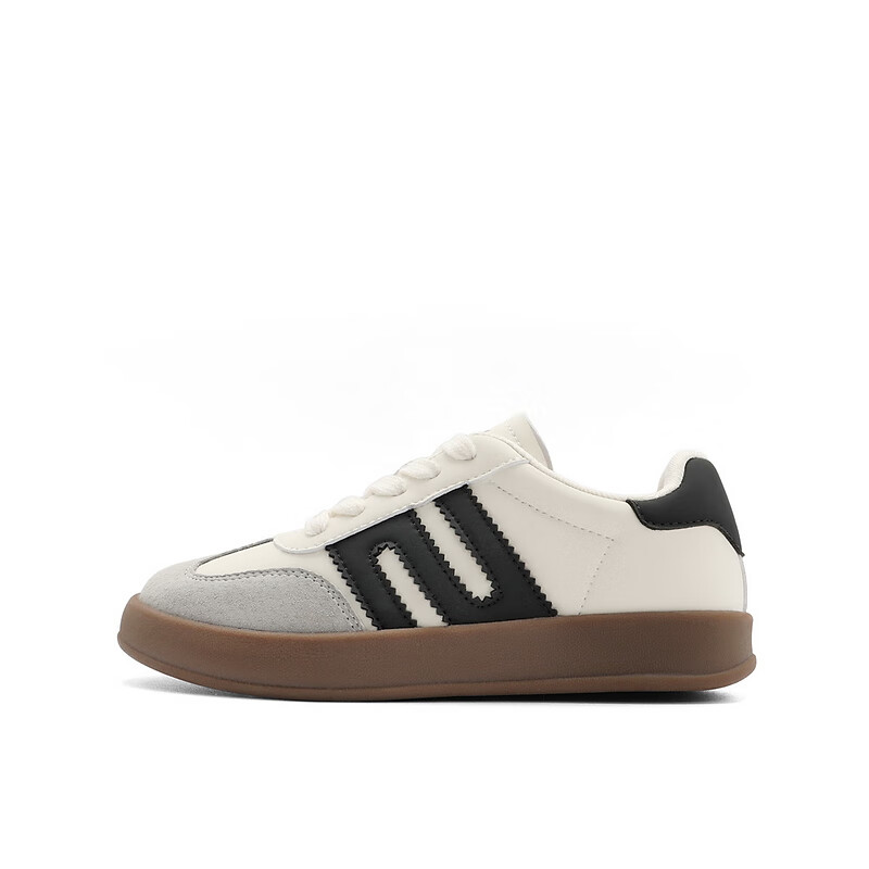 百丽童鞋复古舒适徳训鞋2023秋季新商场同款百搭休闲板鞋26050C83 米白 35