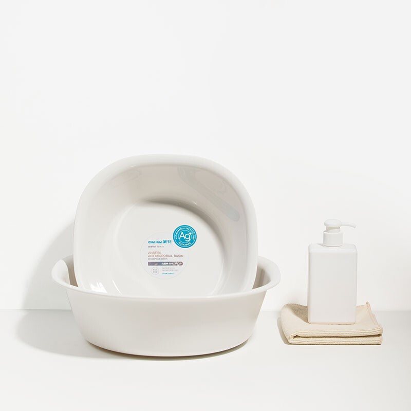 茶花银离子抗菌加厚脸盆塑料脚盆洗PP新生婴儿童大小脸盆洗菜盆 【抗菌款小号】方盆