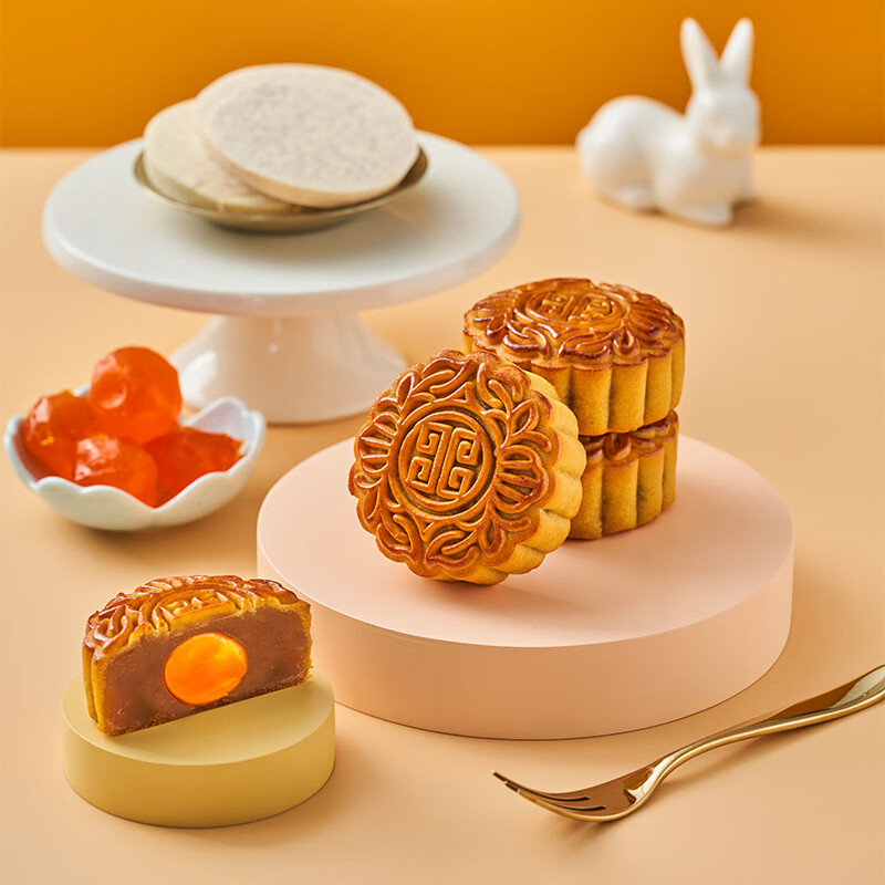 聚春园官方中秋散装红豆粒月饼奶油香芋蛋黄白莲蓉广式豆沙老式五仁传统 红豆粒月饼60g*3