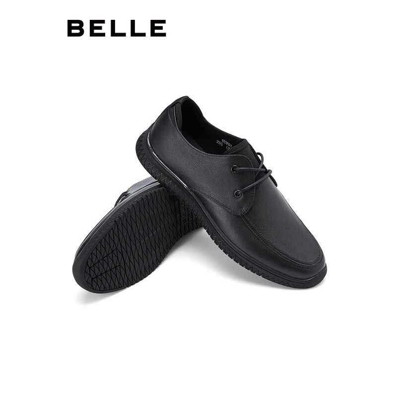 百丽休闲鞋男商场同款牛皮鞋商务6UV01AM0 黑色 42