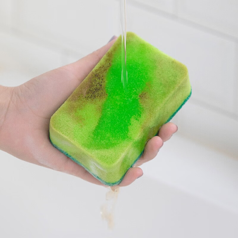 茶花洗碗布百洁布海绵擦加厚厨房刷锅不沾油家用刷碗双面清洁抹布 【3组24片装】平面海绵百洁布