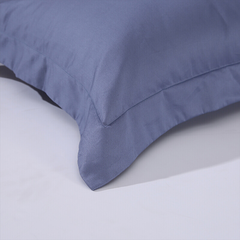 富安娜家纺 枕套纯棉60S长绒棉简约纯色枕头套 全棉高支高密枕巾 一对装 罗马情怀 蓝色74*48cm