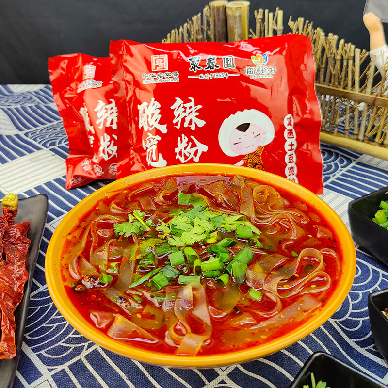 聚春园官方网红宽粉酸辣粉鸭汤粉丝宿舍夜宵方便速食即食冲泡懒人泡面 酸辣宽粉99.5g*8包