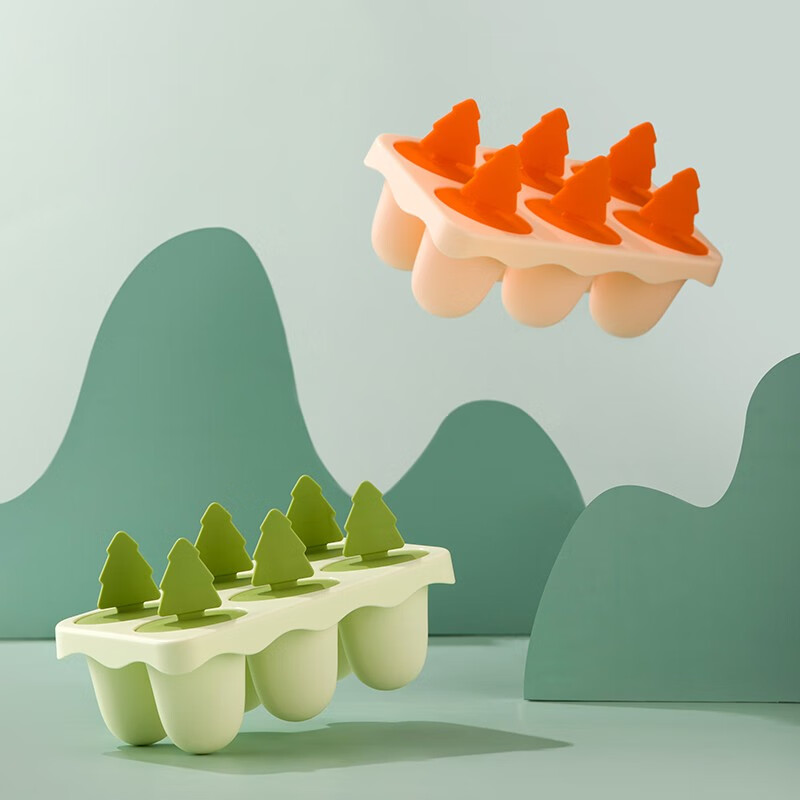 茶花（CHAHUA） 茶花冰淇淋冰棒模冰块盒食品级PP家用冰激凌冰棍冰格自制模具冷冻 【橘色*1个装】乐森趣味冰棒模