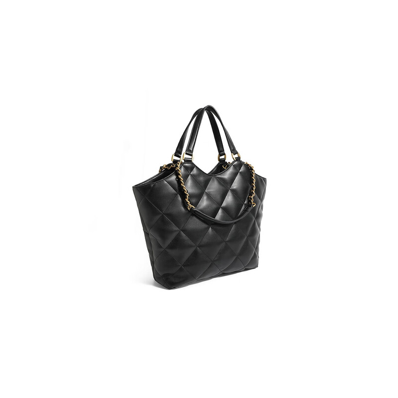 百丽时尚小香风菱格链条大容量托特包手提单肩包X6384DX2 黑色 F