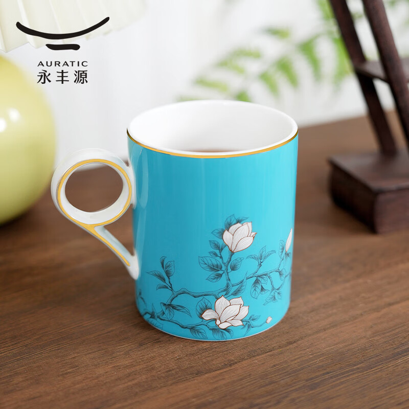 永丰源（auratic） 国家补贴 玉堂逢春 350ml陶瓷中式马克杯会议杯水杯 礼盒包装