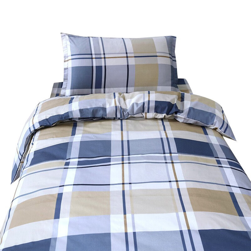 三极户外（Tri-polar） TP2840学生宿舍单人上下铺床上用品床单被罩枕套三件套 160*210cm蓝色格子