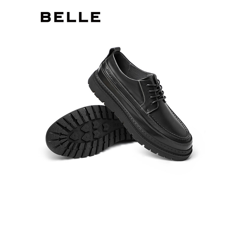 百丽男鞋商场同款正装潮流商务休闲皮鞋6YQ01CM0 黑色 44