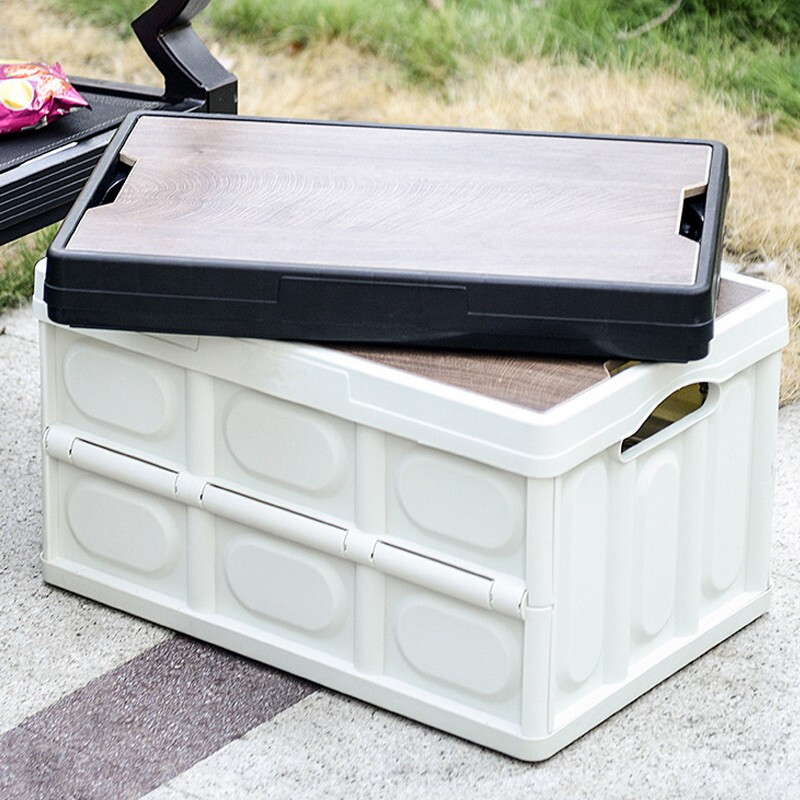 清系户外露营收纳箱折叠箱家用车载用后备箱置物箱大号容量整理储物盒 白色大号【55L】