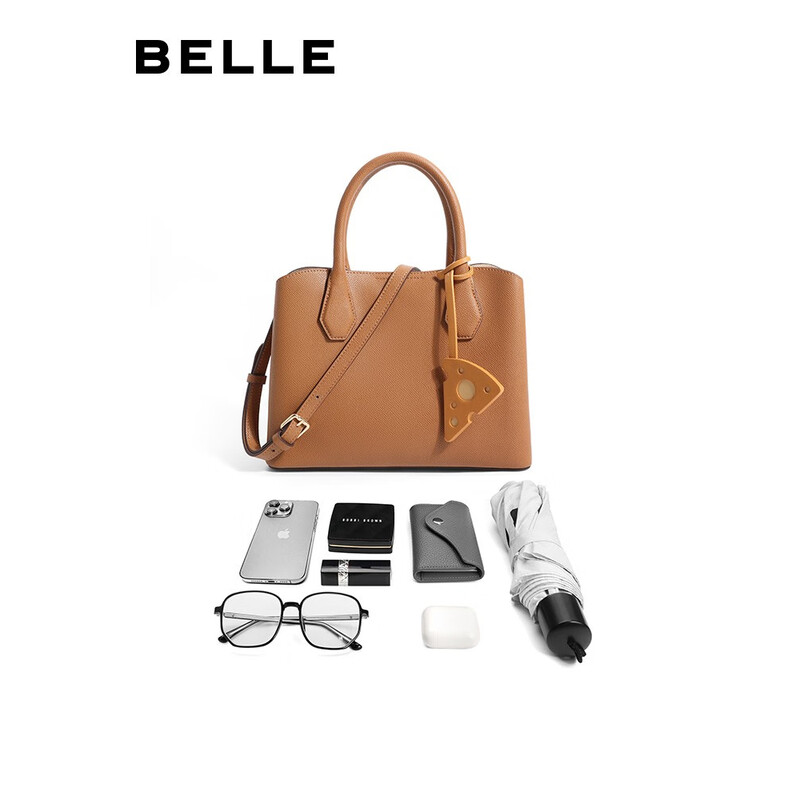 百丽简约压花质感手提包商场同款单肩斜挎包X6401CX2 棕色 F