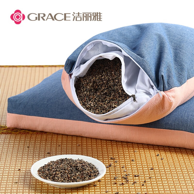 洁丽雅（Grace）纯棉荞麦枕头100%荞麦壳荞麦皮枕芯春夏秋季安睡枕颈椎枕 单只装