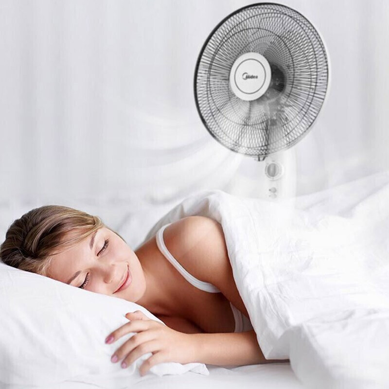 美的（Midea）FSA40YE落地扇家用三叶扇大风量电风扇电扇台立式按键旋钮宿舍客厅白色机械版 FSA40YE