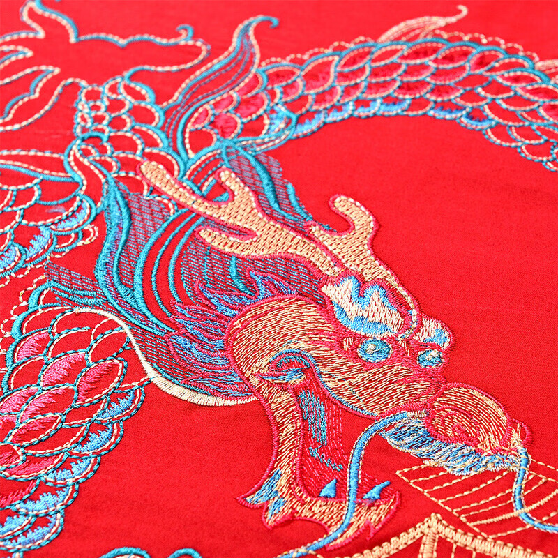 富安娜家纺六件套 纯棉结婚60支长绒棉婚庆刺绣套件双人加大1.8米床