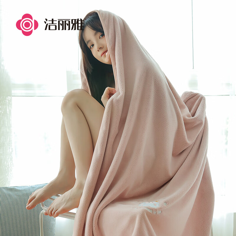 洁丽雅（Grace）浴巾女夏天吸水速干家用加大吸水男洗澡大人裹巾可爱小羊70*140cm