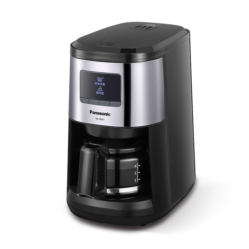松下（Panasonic）咖啡机 磨豆机磨粉机家用迷你咖啡壶 现磨美式豆粉一体自动清洗防滴漏阶梯水位线 NC-R601KSQ轻奢