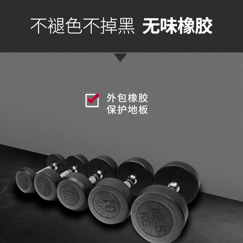 捷瑞特JOROTO美国品牌环保包胶哑铃男士手铃家用健身器材 15公斤一对