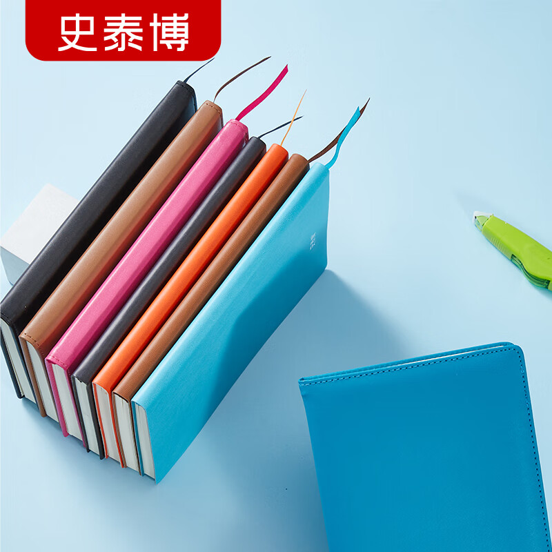 史泰博 硬皮面商务办公专用记事本 大号加厚多功能日记本 会议随身便携软皮面工作 A5笔记本子 96页 PUNB002-2 硬面 咖色