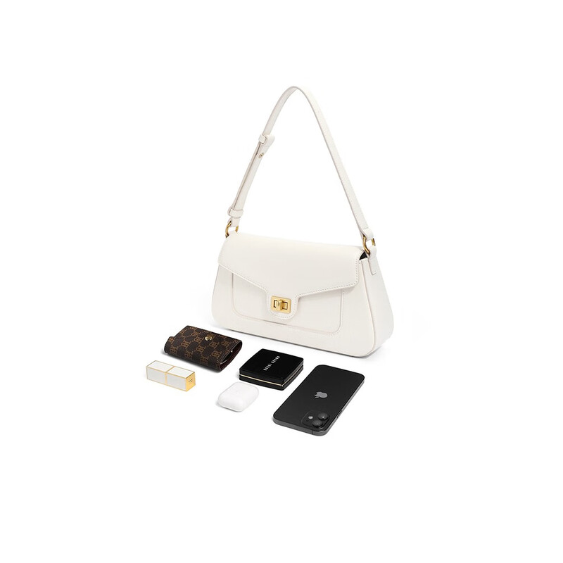 百丽包包女2023秋季新款简约通勤质感单肩法棍腋下包X9165CX3 米色 F