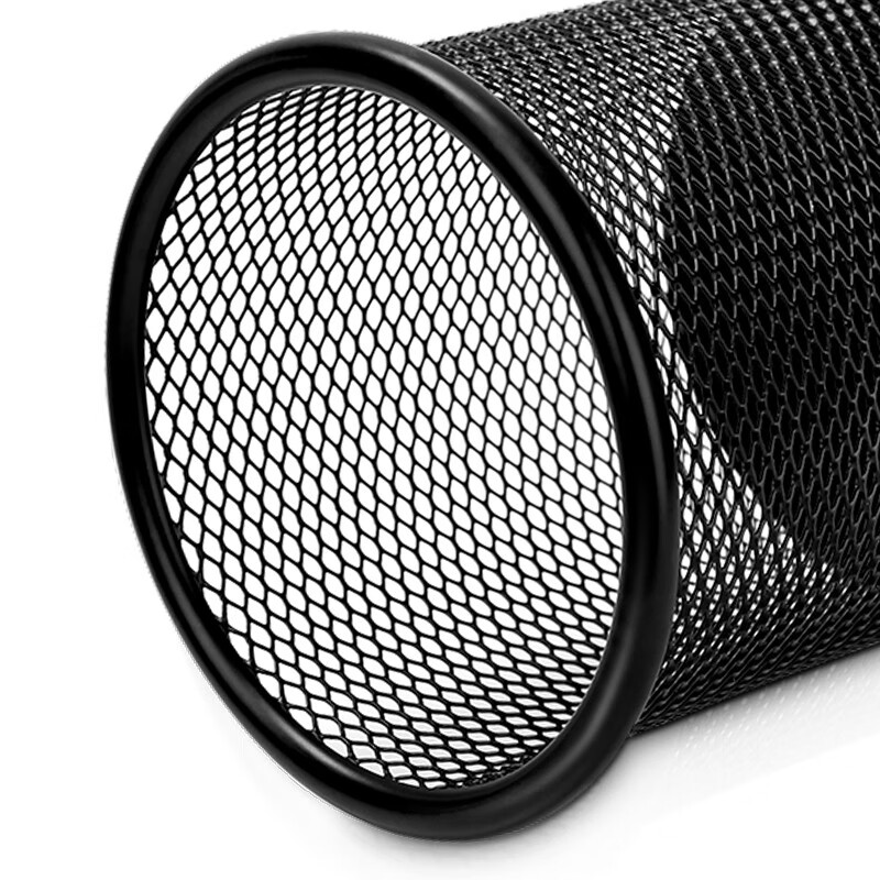 得力（deli）金属网状笔筒笔插圆形方形简约网纹创意桌面化妆刷收纳盒收纳桶笔盒大容量多功能办公用品 圆款-金属网格笔筒 9172