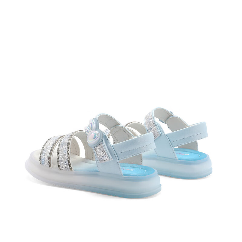 百丽亮晶晶凉鞋童鞋2023夏季新商场同款兔子可爱沙滩鞋A2521B63 蓝色 31