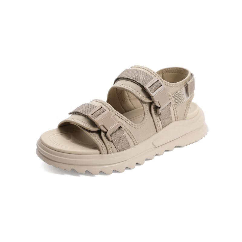 百丽沙滩凉鞋男便捷魔术贴舒适户外休闲运动凉鞋A0742BL2 卡其色 38
