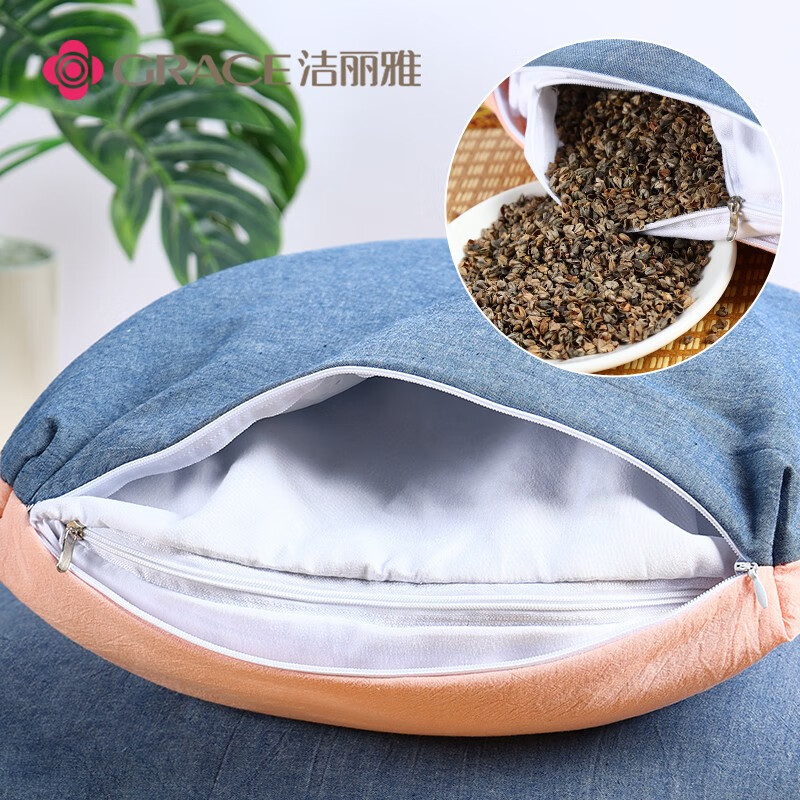 洁丽雅（Grace）纯棉荞麦枕头100%荞麦壳荞麦皮枕芯春夏秋季安睡枕颈椎枕 单只装