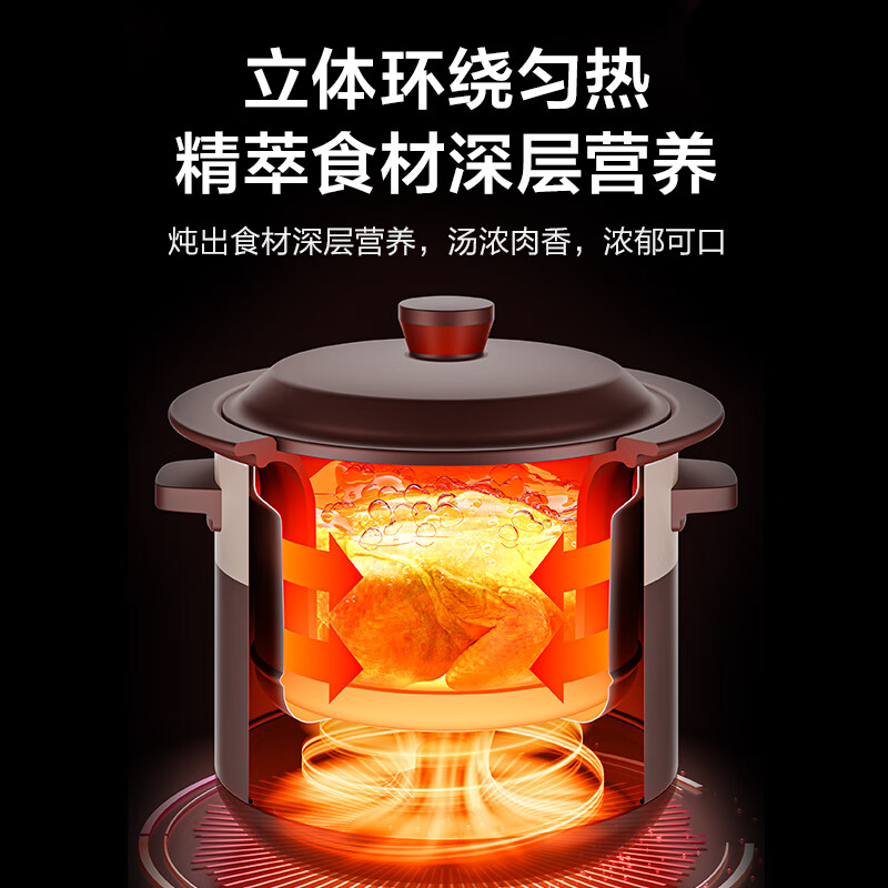 美的（Midea）电炖锅 电炖盅 煲汤锅炖汤锅 电砂锅 煮粥锅 紫砂内胆 4升煲汤电炖锅家用智能预约WTGS401