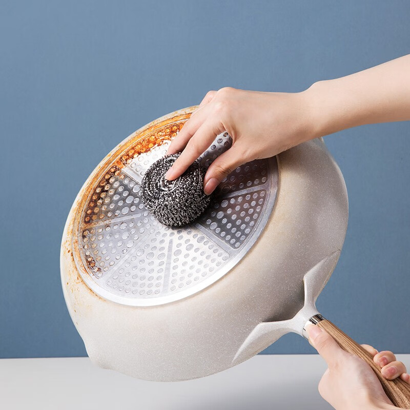 茶花（CHAHUA） 不生锈清洁球钢丝球洗碗铁丝球擦刷洗锅刷锅洗碗 【2包6个】金属钢丝球