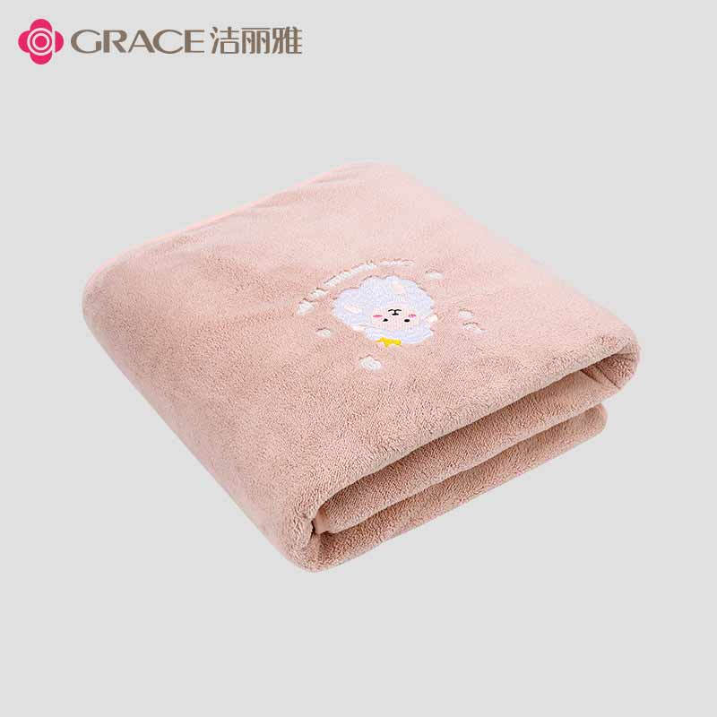 洁丽雅（Grace）浴巾女夏天吸水速干家用加大吸水男洗澡大人裹巾可爱小羊70*140cm