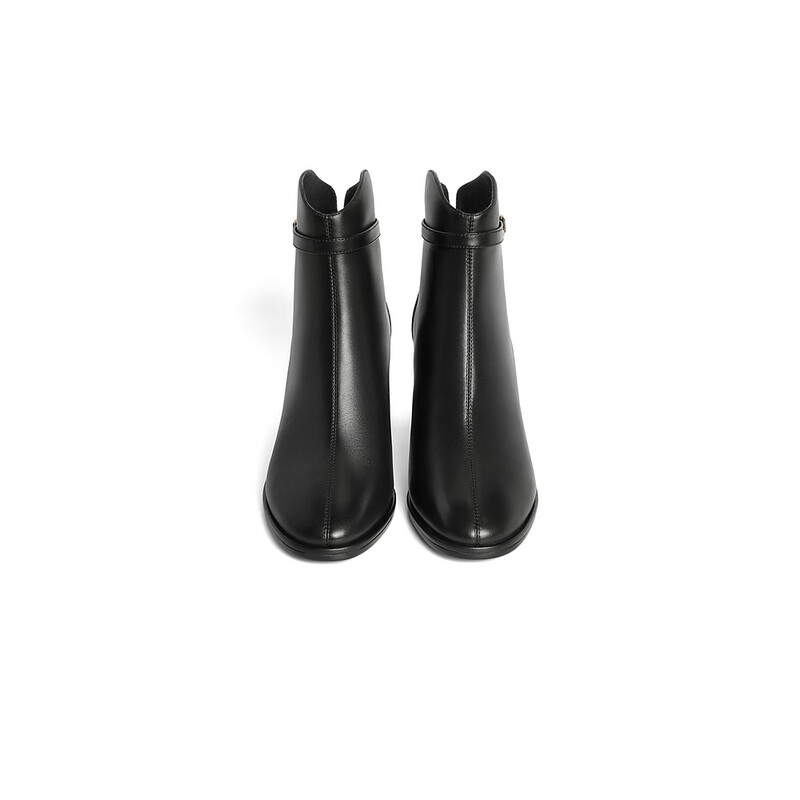 百丽粗跟时装靴女2023冬季新商场同款粗跟通勤短靴A2K1DDD3预售 黑色-单里 34