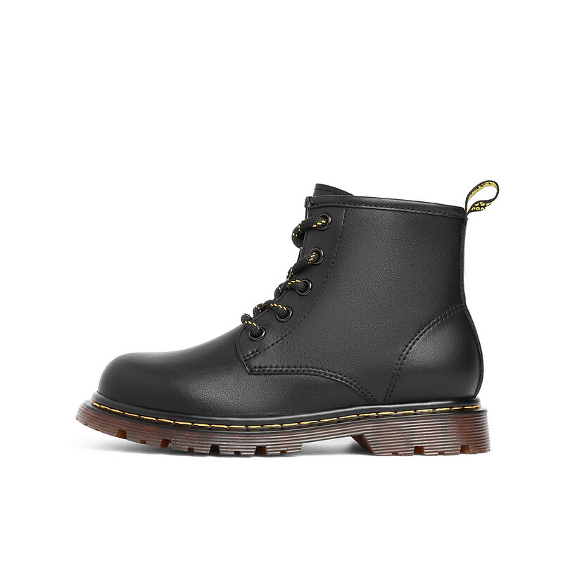 百丽抽绳设计马丁靴女商场同款舒适短靴3IJ44D92 黑色-薄绒 34