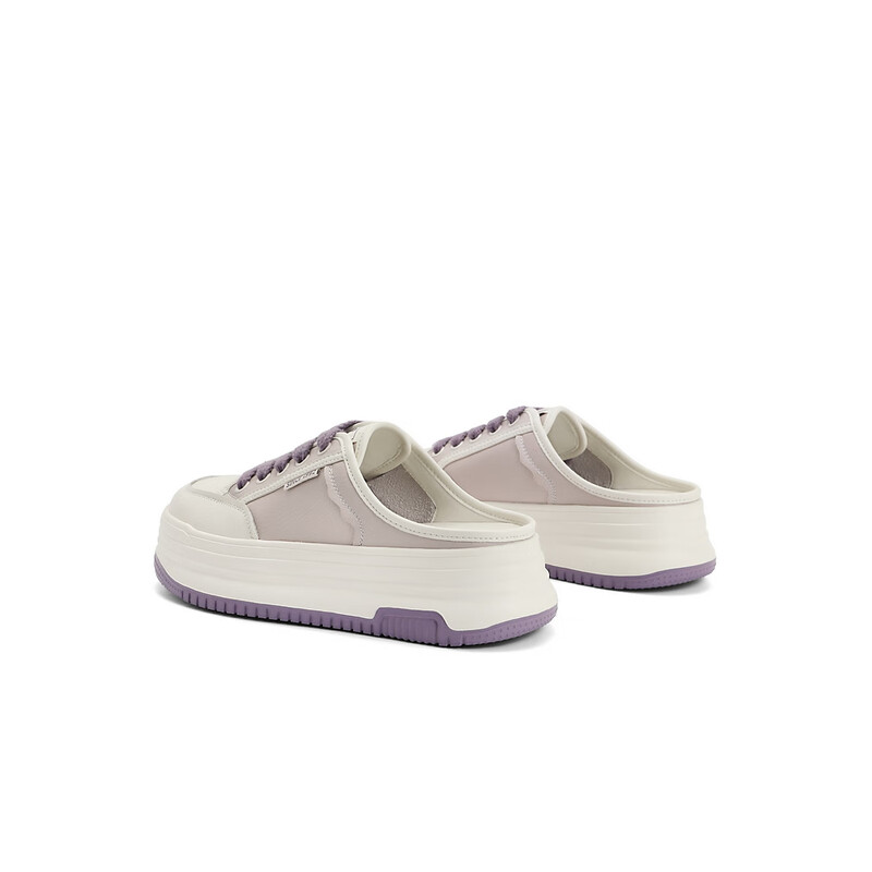 百丽厚底小白拖女2023秋季新款休闲一脚蹬板鞋B1320CH3 紫色 38